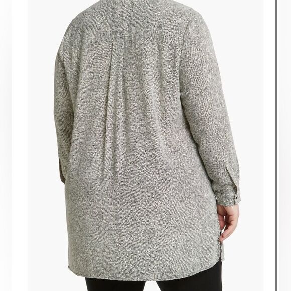 Anne Klein Popover Tunic Blouse - Black and White XXL - Picture 8 of 11